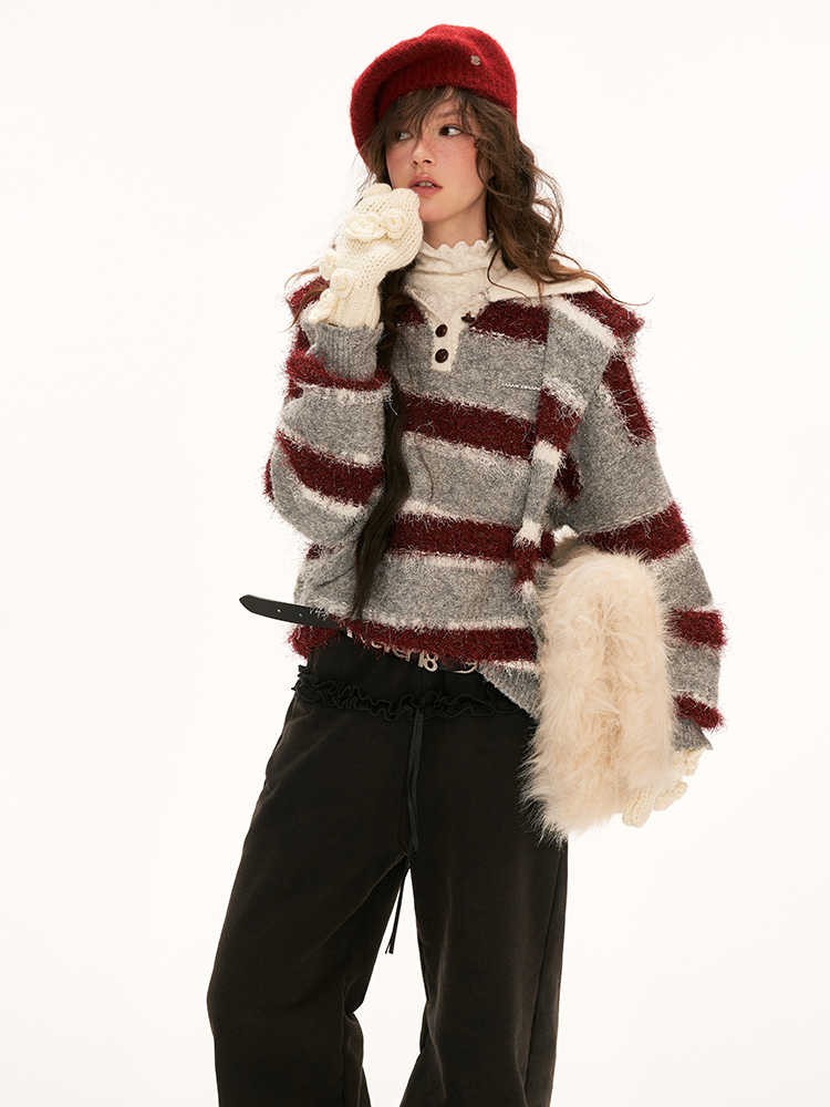 Polo sweater loose fashion all-match sweater - Image 3
