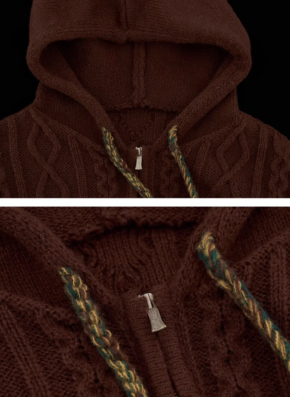 Retro contrast striped hooded sweater outerwear cardigan - Image 13