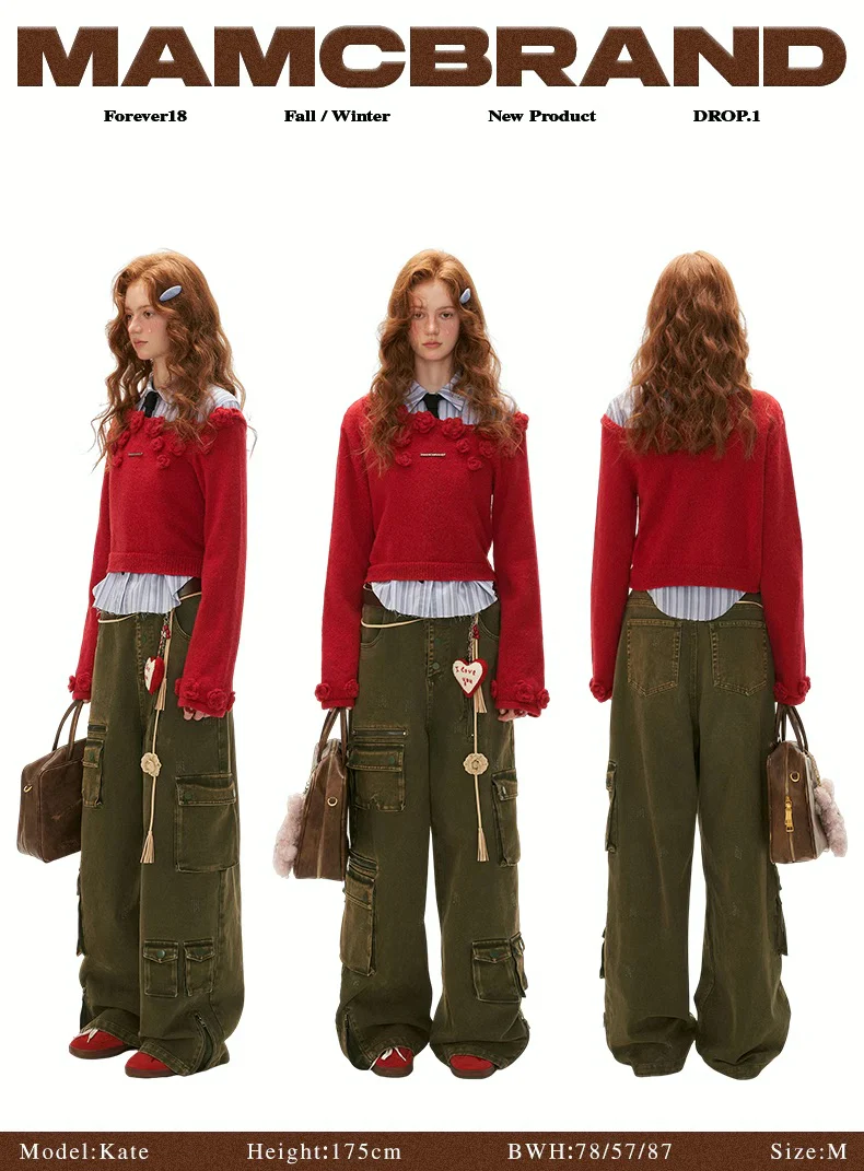 Rose flower shoulder-drop sweater - Image 14