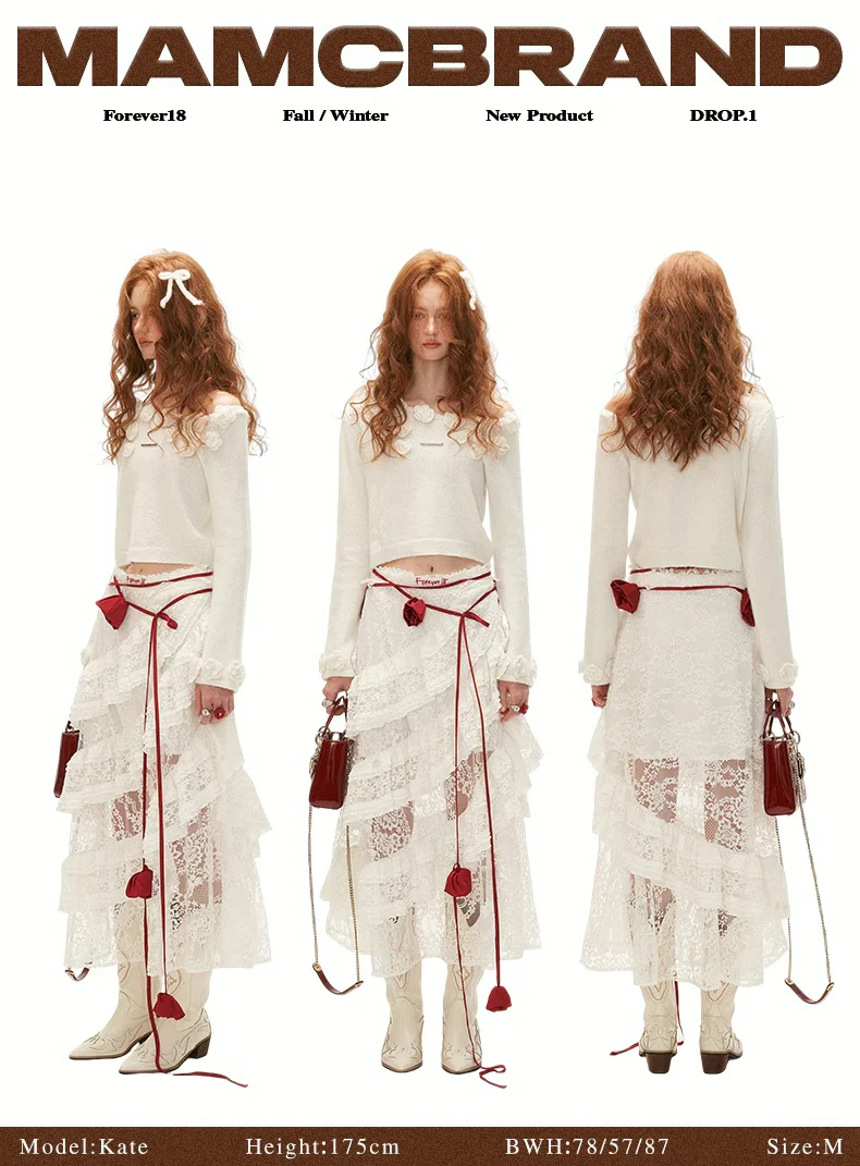 Rose flower shoulder-drop sweater - Image 15