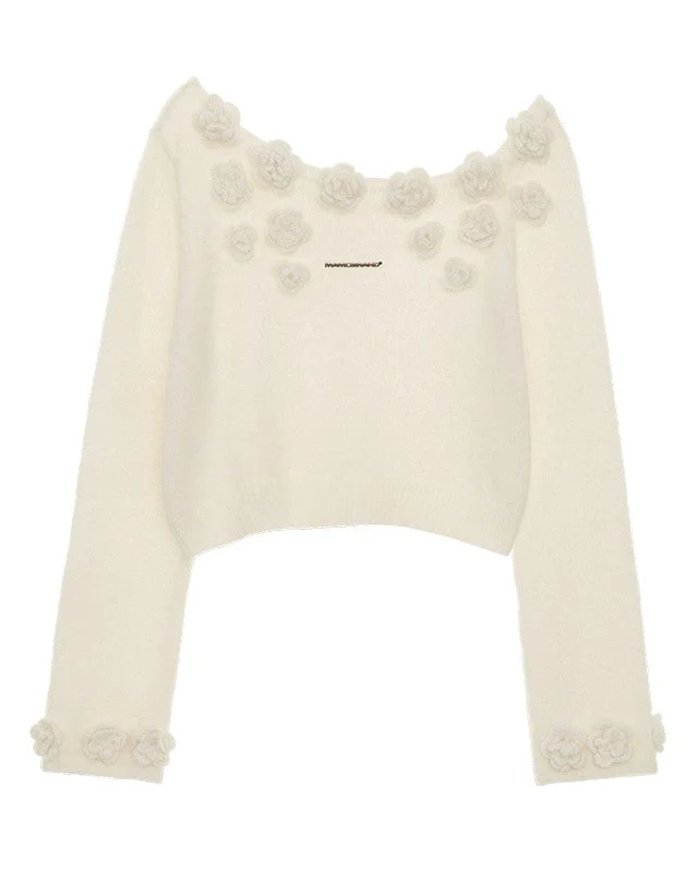 Rose flower shoulder-drop sweater - Image 6