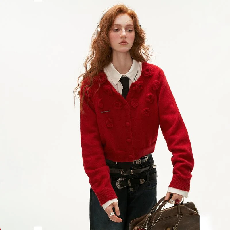 Rose short cardigan sweater long-sleeved - Image 4