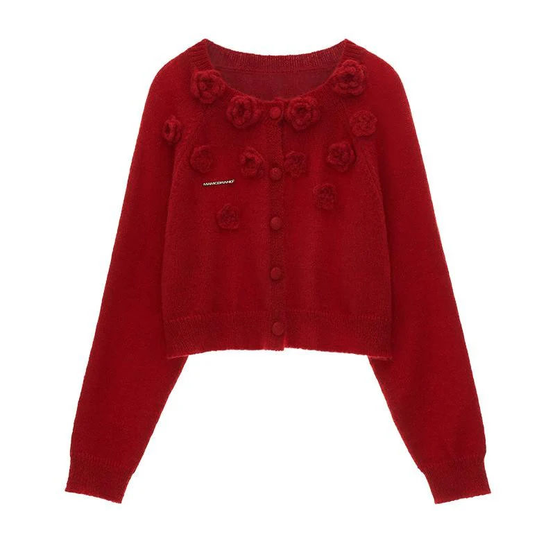 Rose short cardigan sweater long-sleeved - Image 6