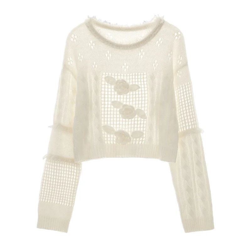 Soft waxy fur collar sweater knit sweater top - Image 20