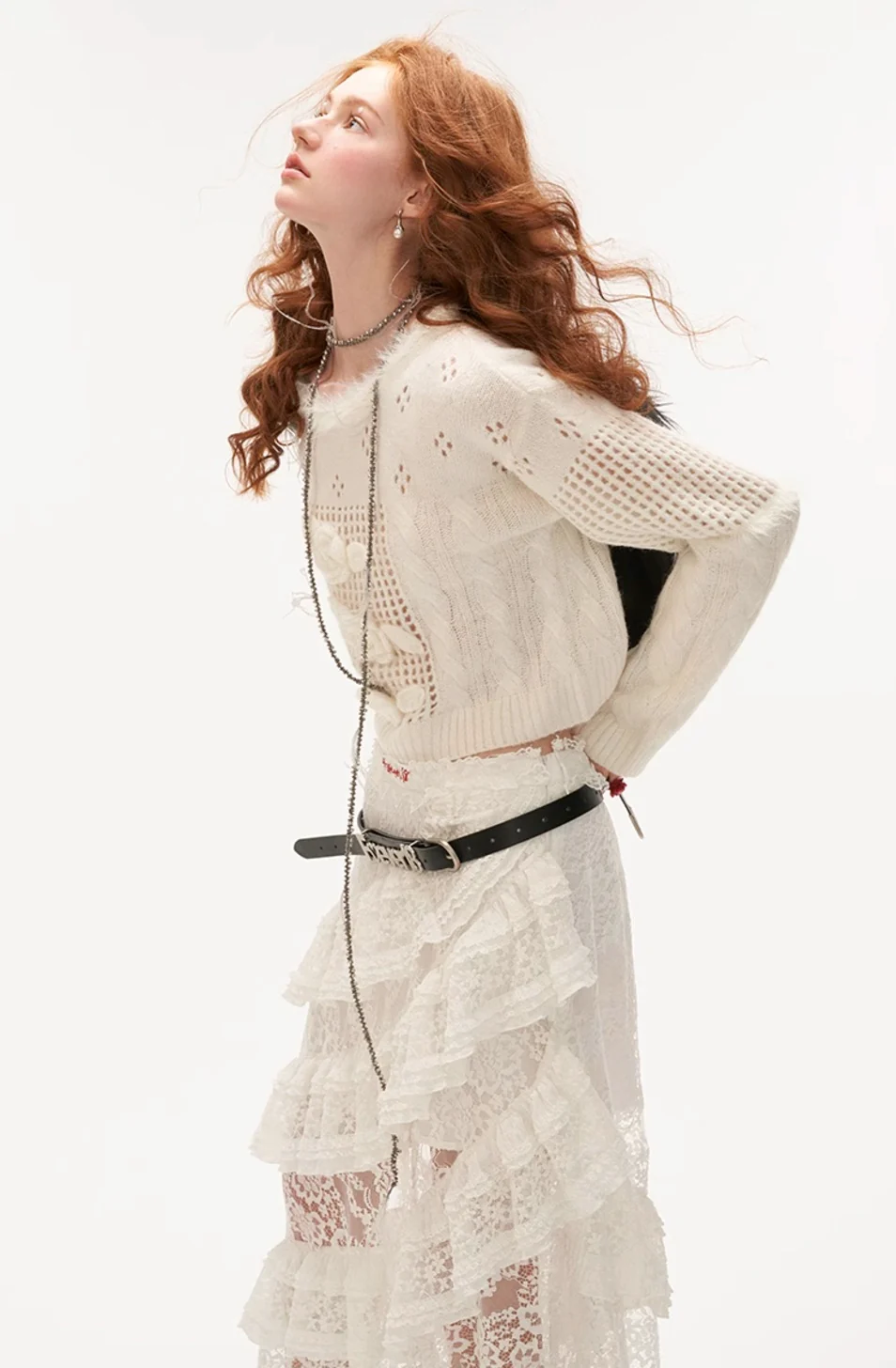 Soft waxy fur collar sweater knit sweater top - Image 3