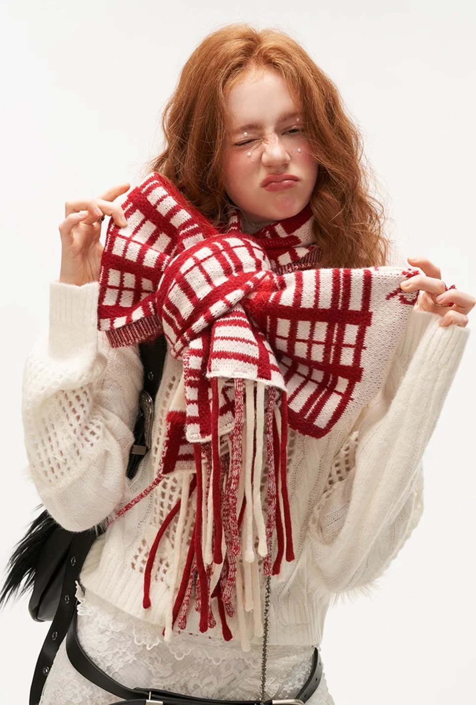 Soft waxy fur collar sweater knit sweater top - Image 4