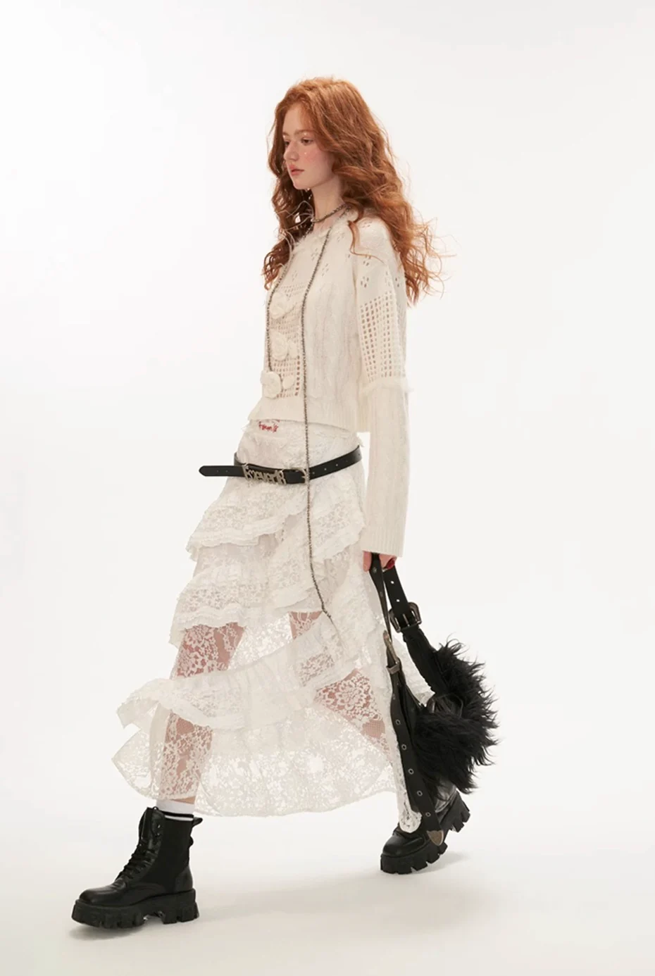 Soft waxy fur collar sweater knit sweater top - Image 6