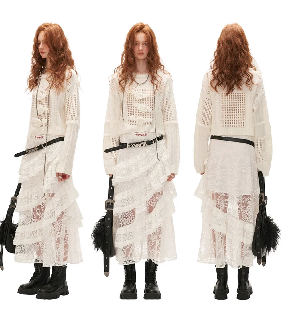 Soft waxy fur collar sweater knit sweater top - Image 9