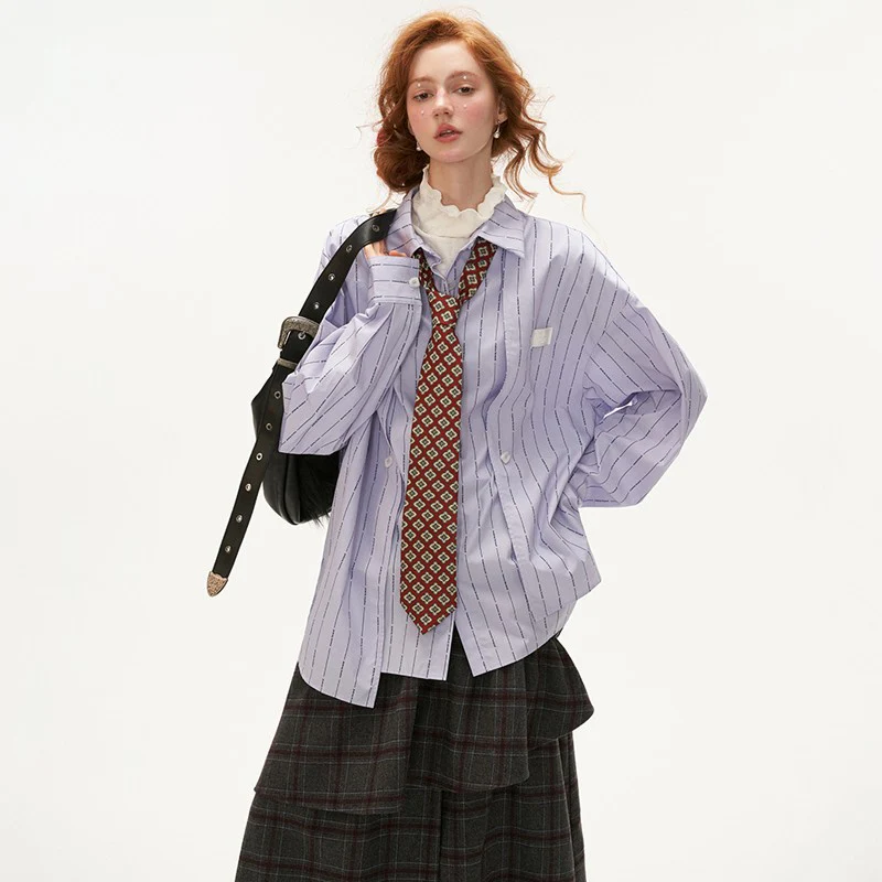 Striped shirt loose long-sleeved top - Image 5