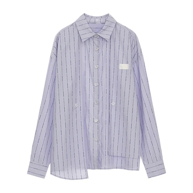 Striped shirt loose long-sleeved top - Image 6