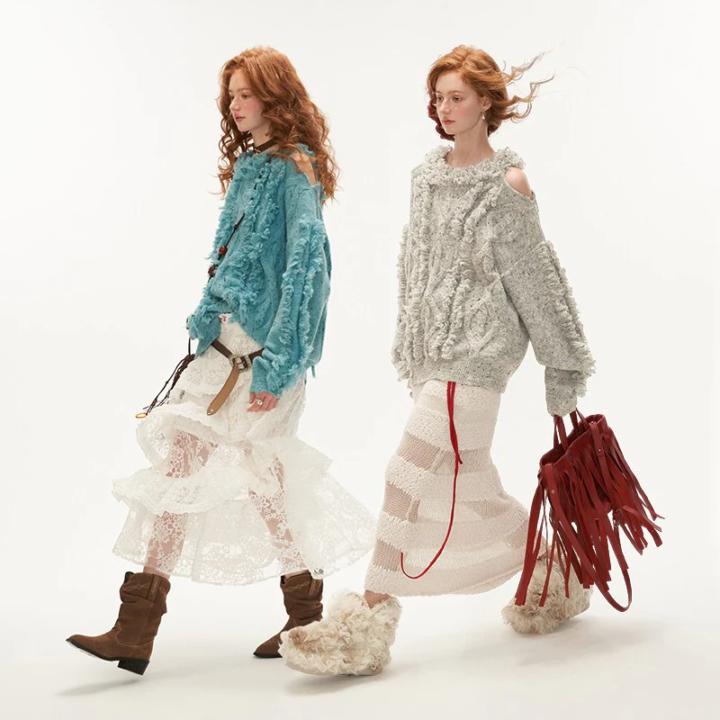 Tassel Sweater Loose Knitted Sweater Top - Image 3