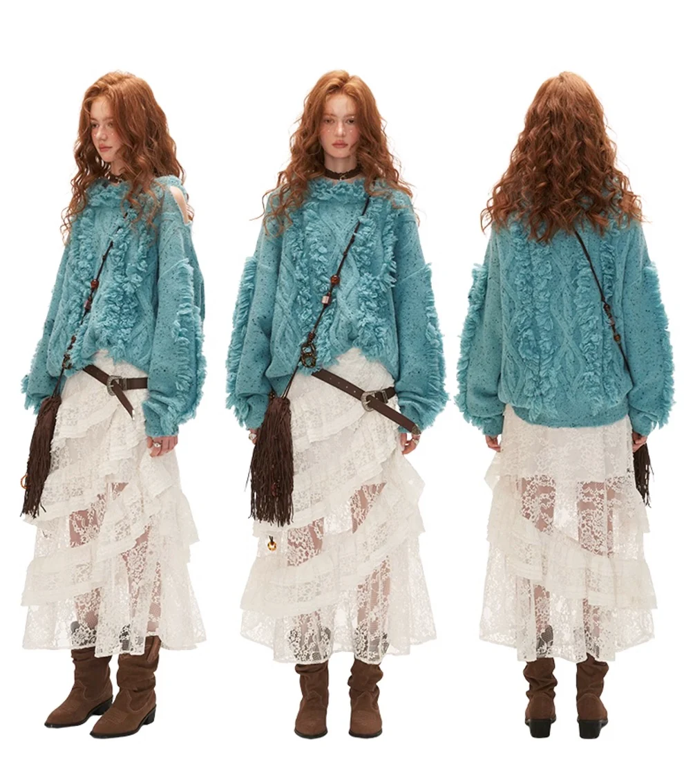 Tassel Sweater Loose Knitted Sweater Top - Image 9