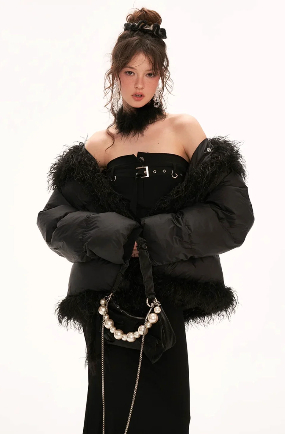 Tube top belt fishtail black dress - Image 11