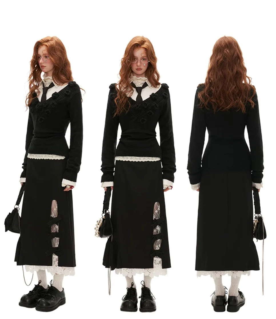 V-neck rose waist sweater - Image 14