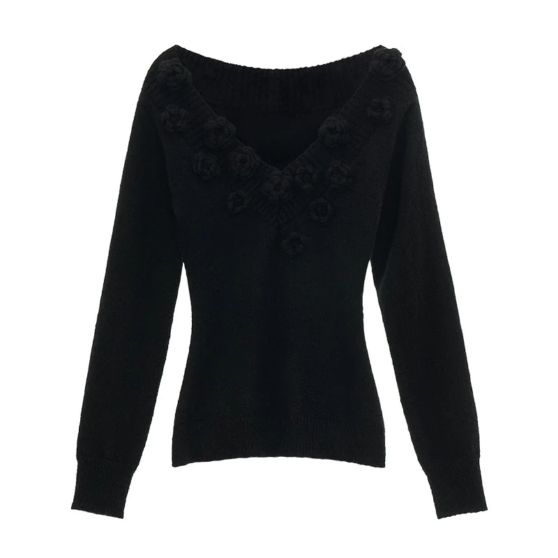 V-neck rose waist sweater - Image 7