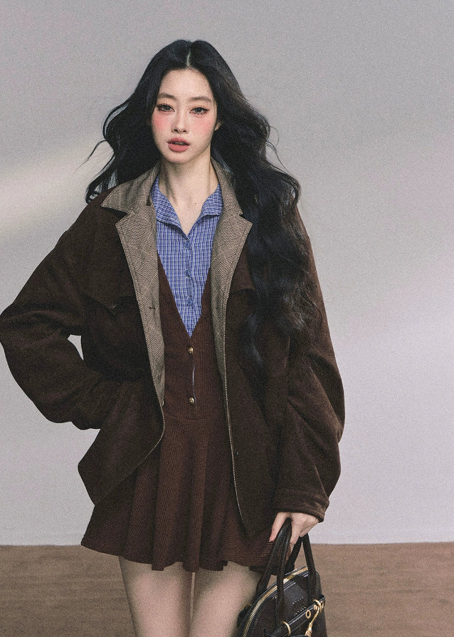 Marron Chic Parisian Plaid Dress - Image 7