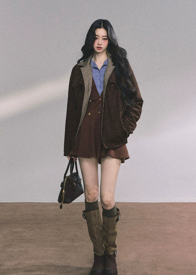 Marron Chic Parisian Plaid Dress - Image 8