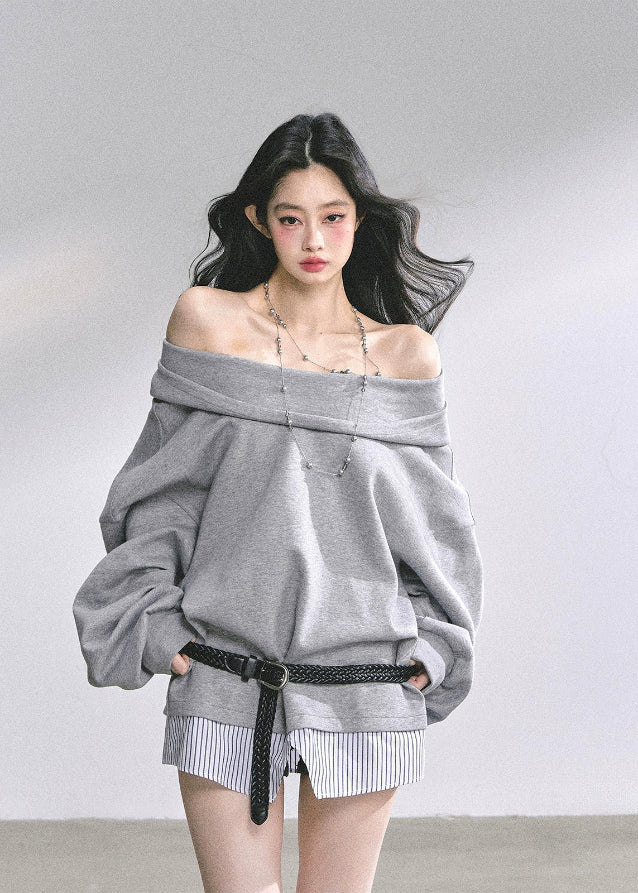 Memory Grey Off-Shoulder Dress - Image 9