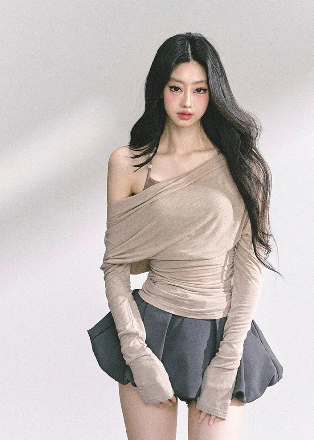 Meringue Drape Slim Knit