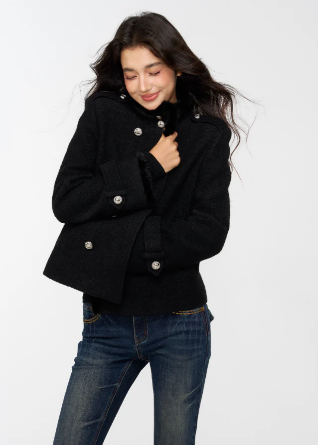 Midnight Cloud Draped Wool Jacket - Image 2