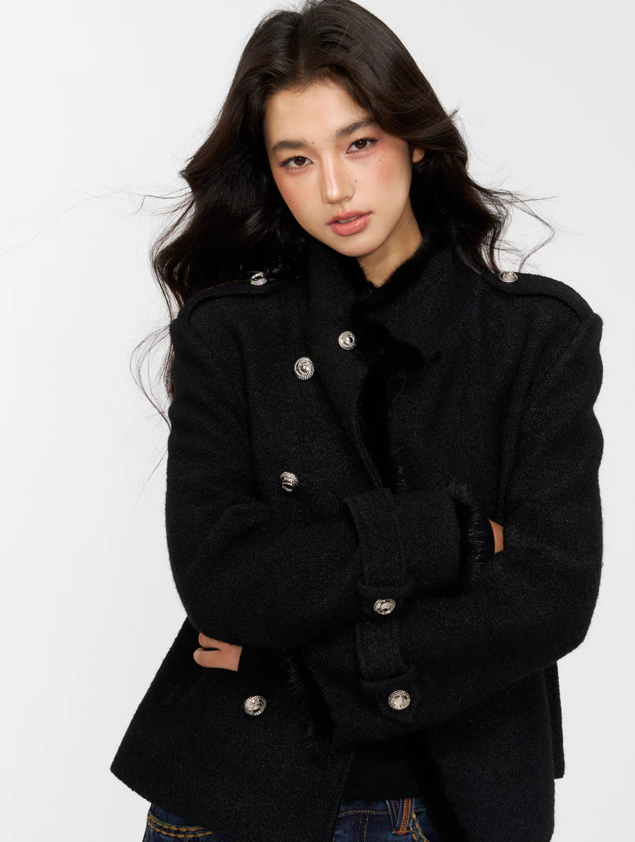 Midnight Cloud Draped Wool Jacket - Image 9