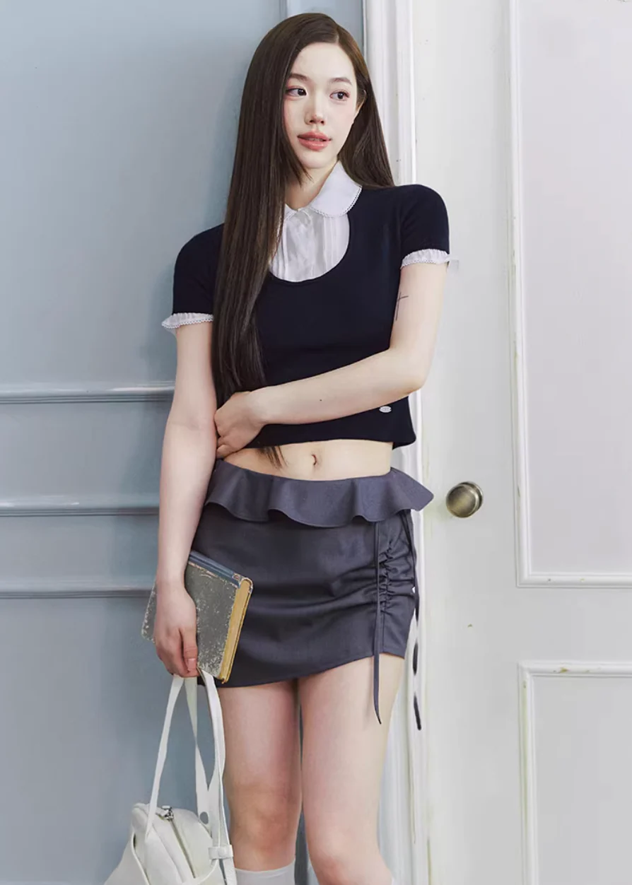 Midnight Ruffle Edge Mini Skirt - Image 12