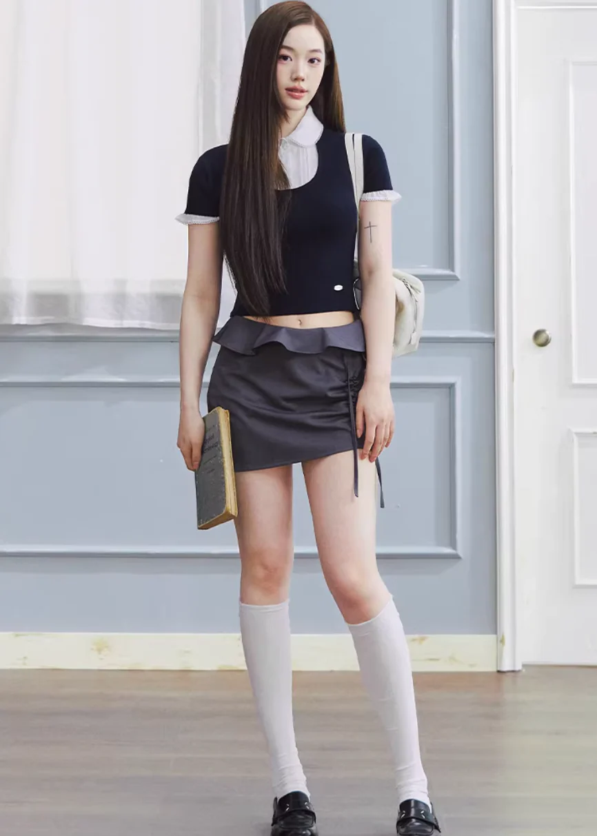 Midnight Ruffle Edge Mini Skirt - Image 13