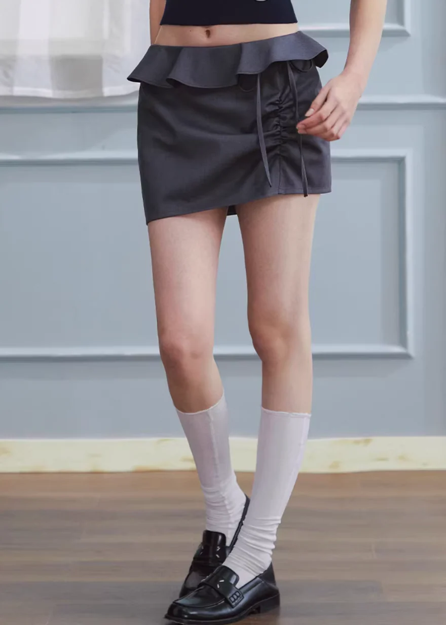 Midnight Ruffle Edge Mini Skirt - Image 3