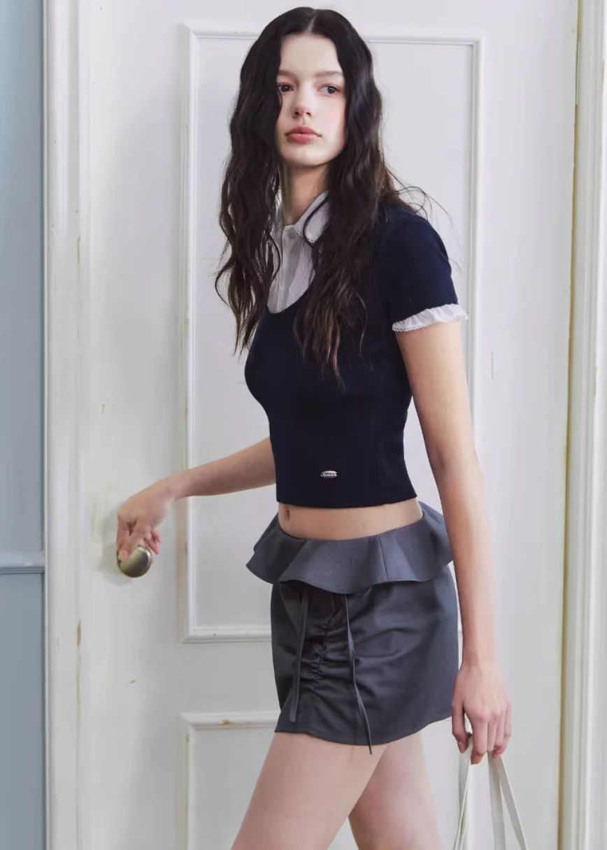 Midnight Ruffle Edge Mini Skirt - Image 5