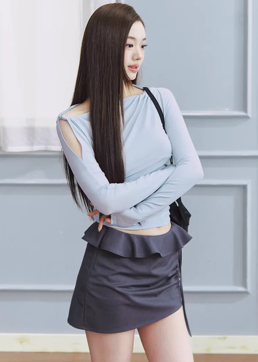 Midnight Ruffle Edge Mini Skirt - Image 7