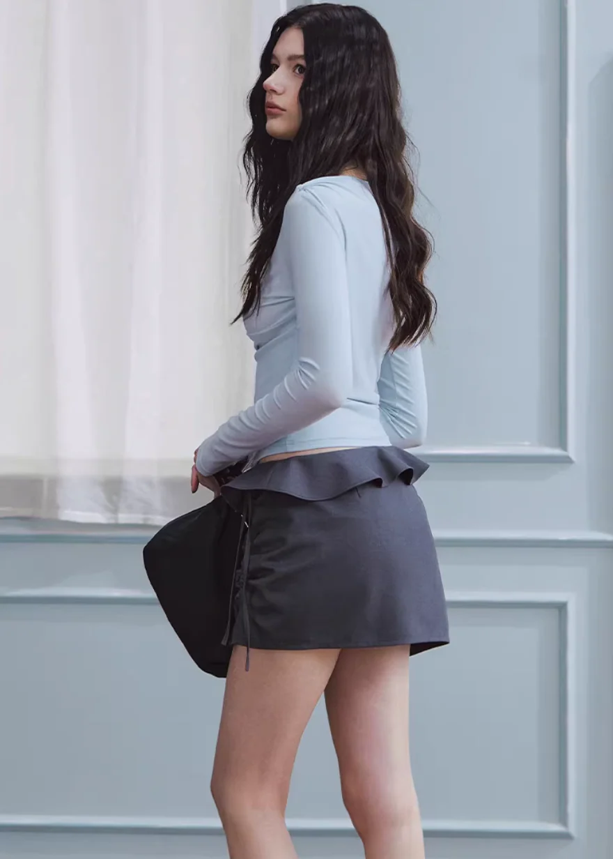 Midnight Ruffle Edge Mini Skirt - Image 9