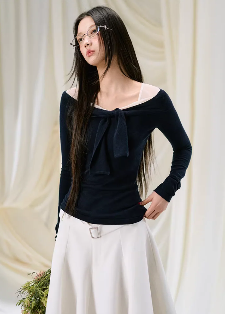 Midnight Twist Mesh Knit Top
