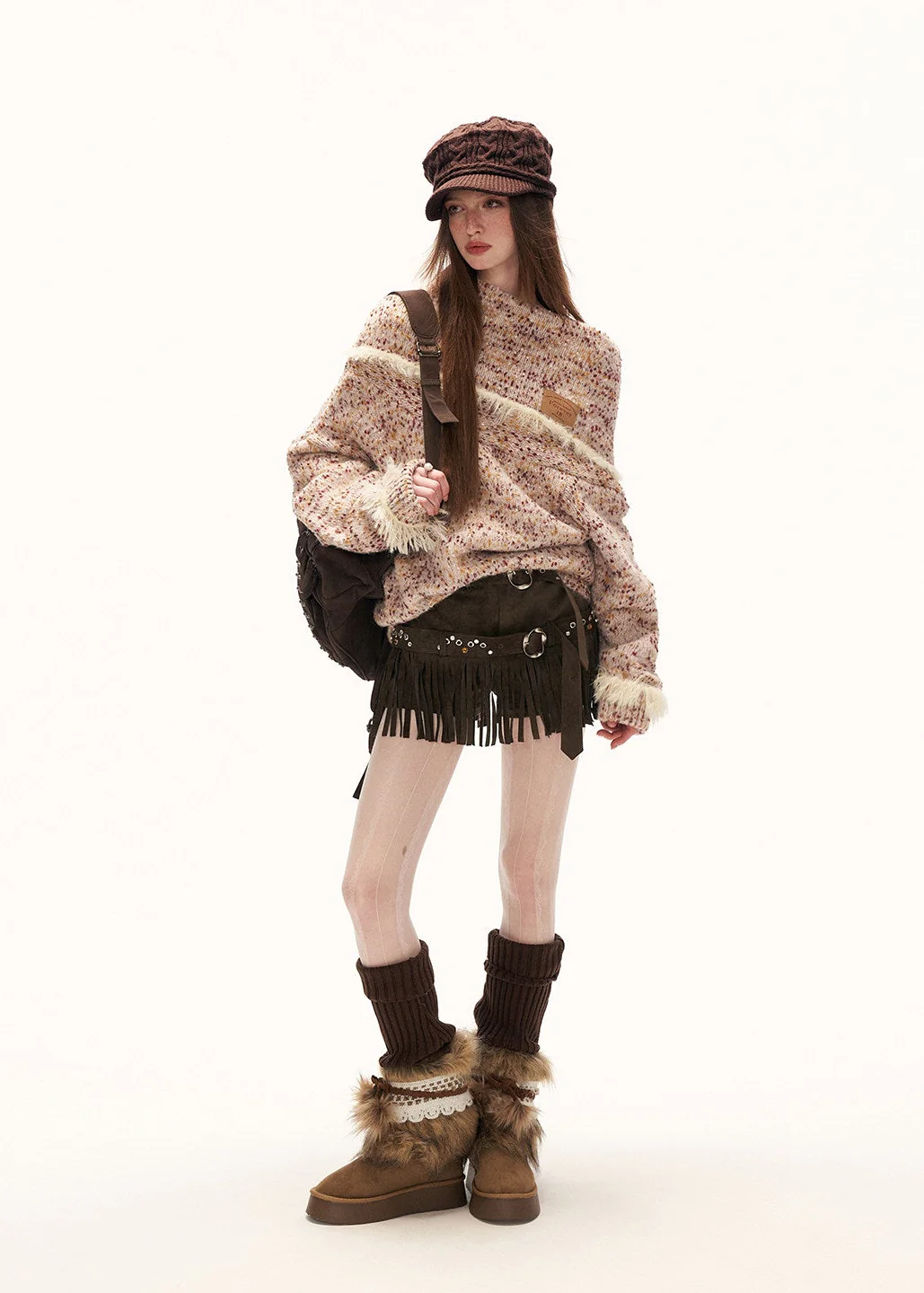 Mixed Grain Slant-Neck Knit - Image 4