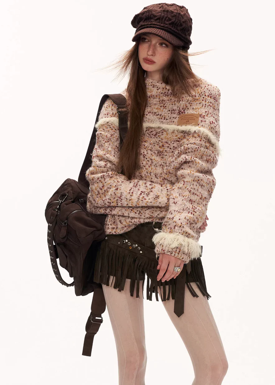 Mixed Grain Slant-Neck Knit - Image 8