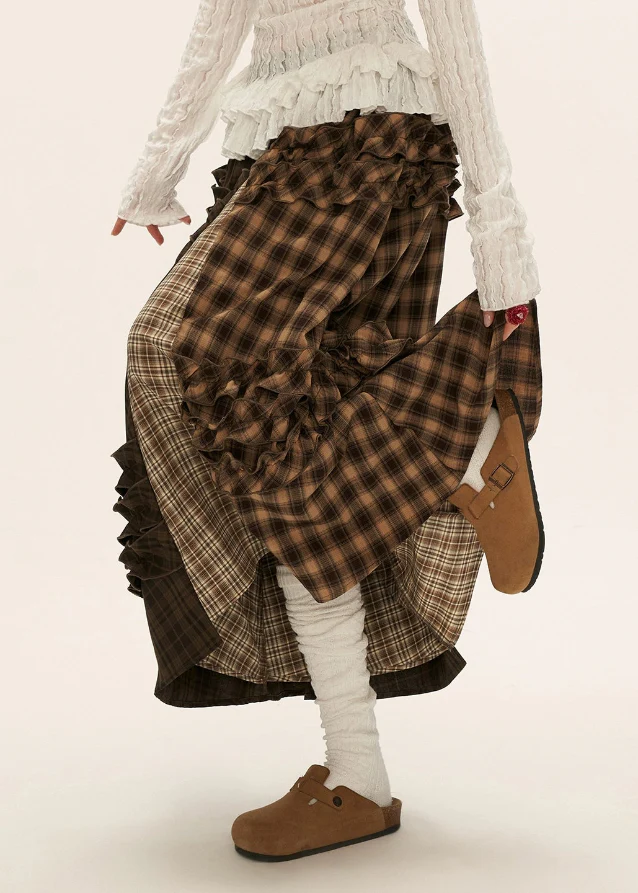 Mocha Patchwork Midi Skirt - Image 3