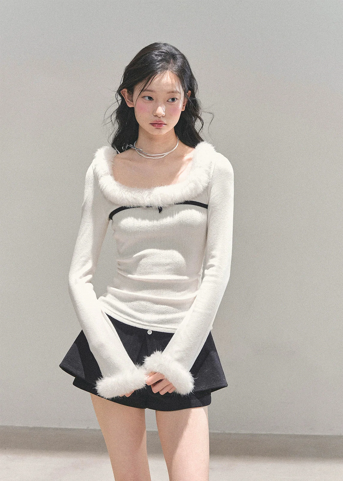 Moonlit Whisper Fuzzy Knit Top