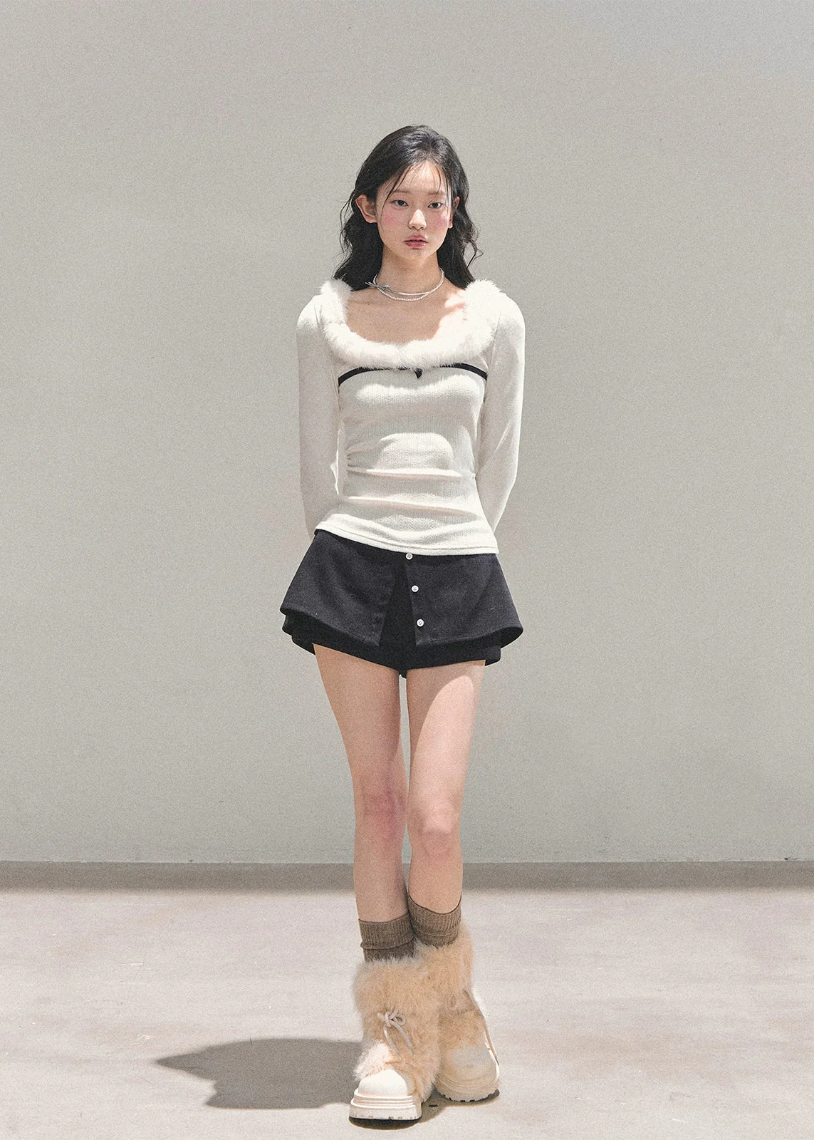 Moonlit Whisper Fuzzy Knit Top - Image 6