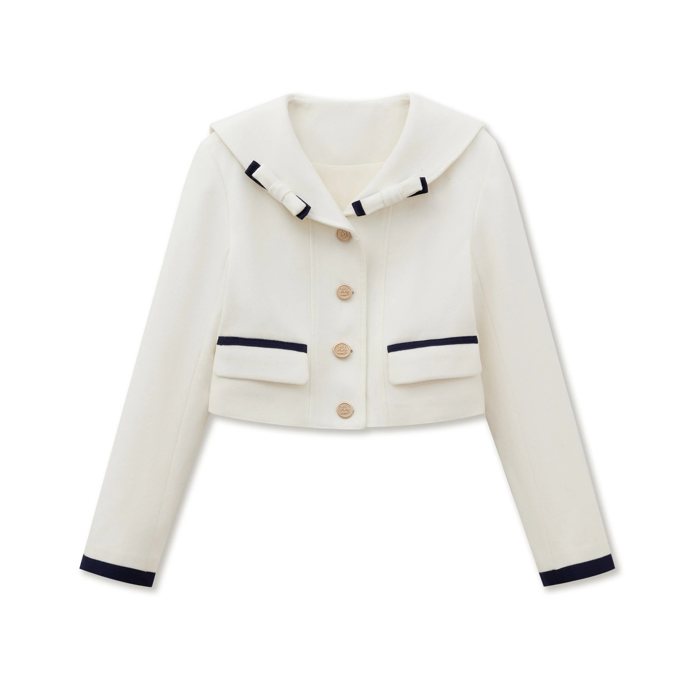 White Wool Navy Collar Girl’s Suit - Image 7