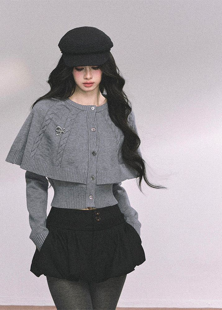 Needle Mist Cropped Cloak Knit - Image 2