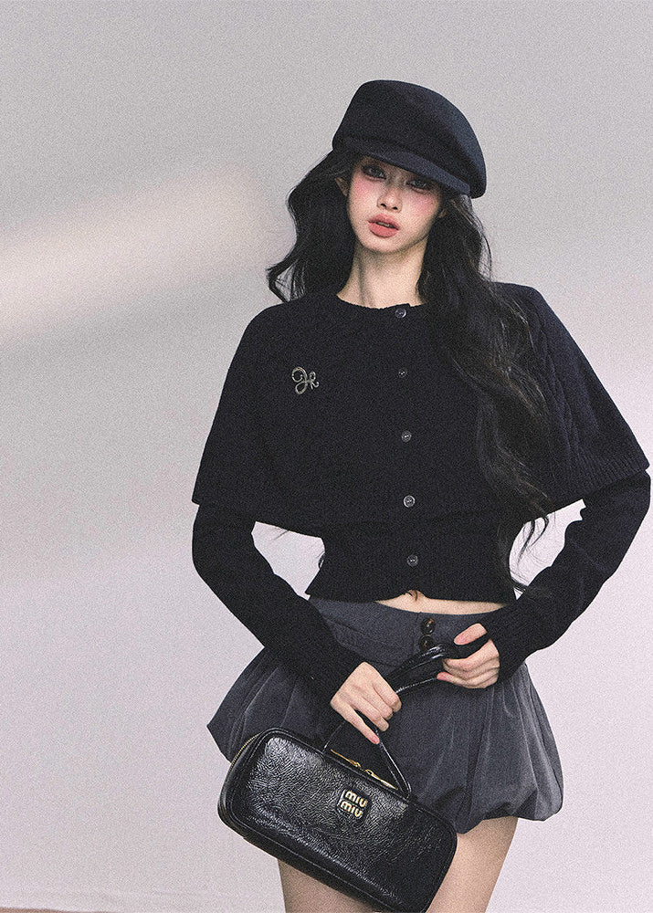 Needle Mist Cropped Cloak Knit - Image 3