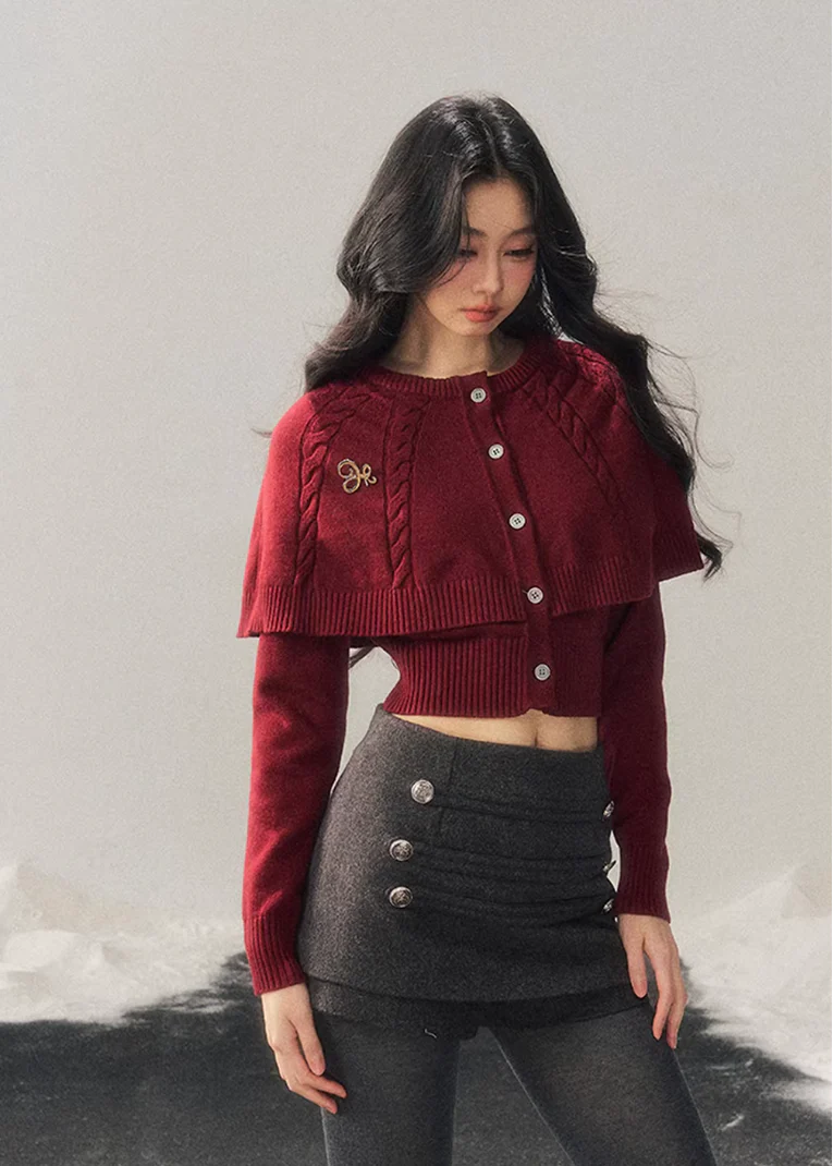 Needle Mist Cropped Cloak Knit - Image 5