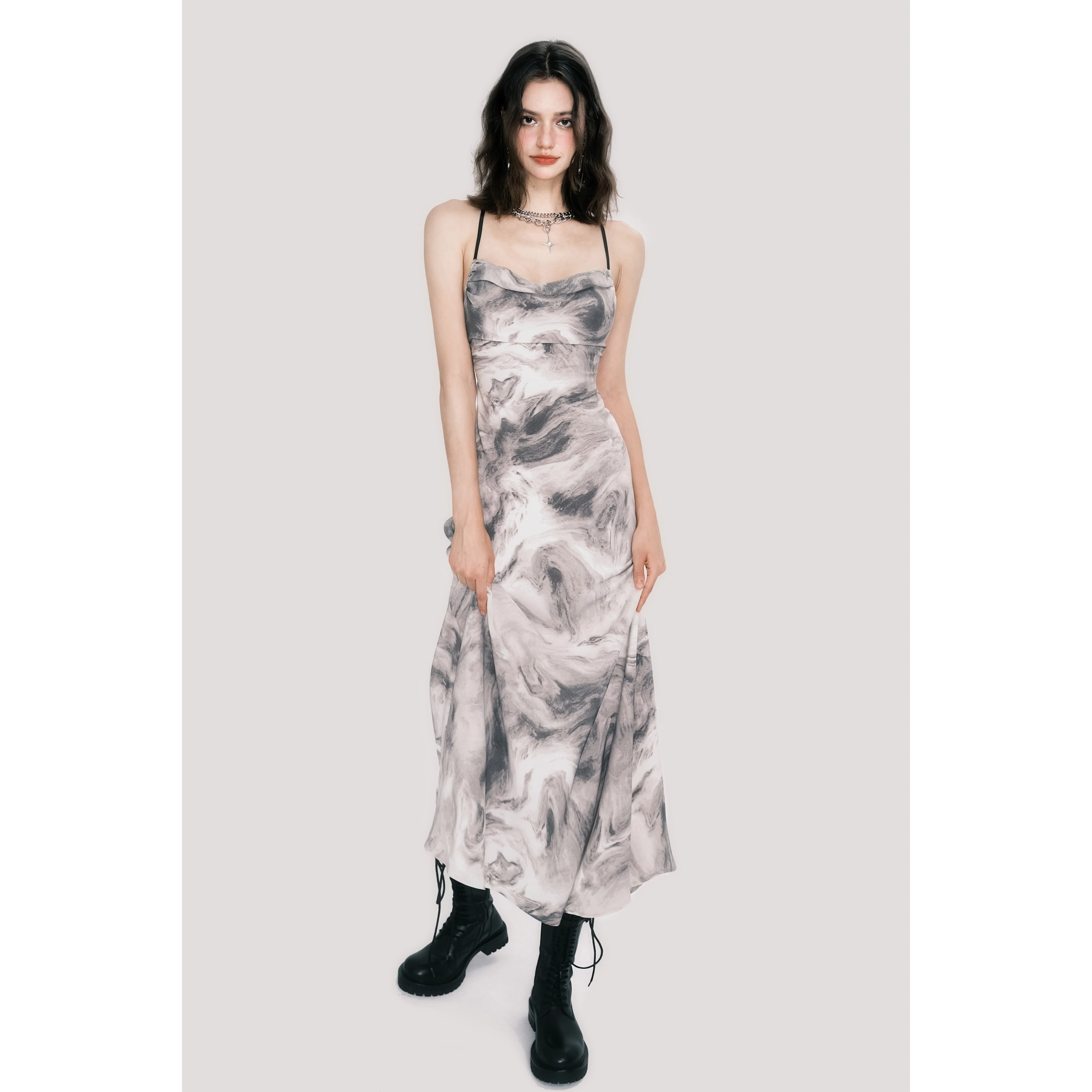 Swing Collar Backless Maxi Dress - Image 5