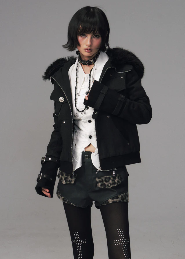 Nightfang Detachable Fur Hood Combat Jacket - Image 5