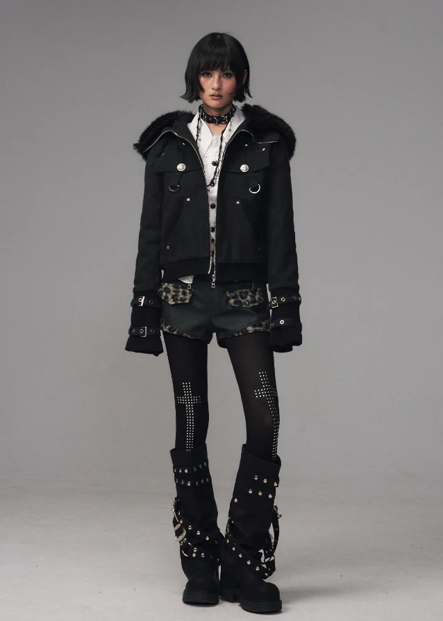 Nightfang Detachable Fur Hood Combat Jacket - Image 6