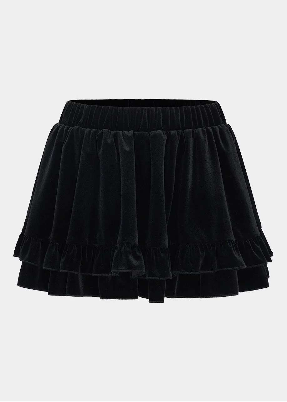 Noir Ballet Velvet Mini Skirt - Image 12