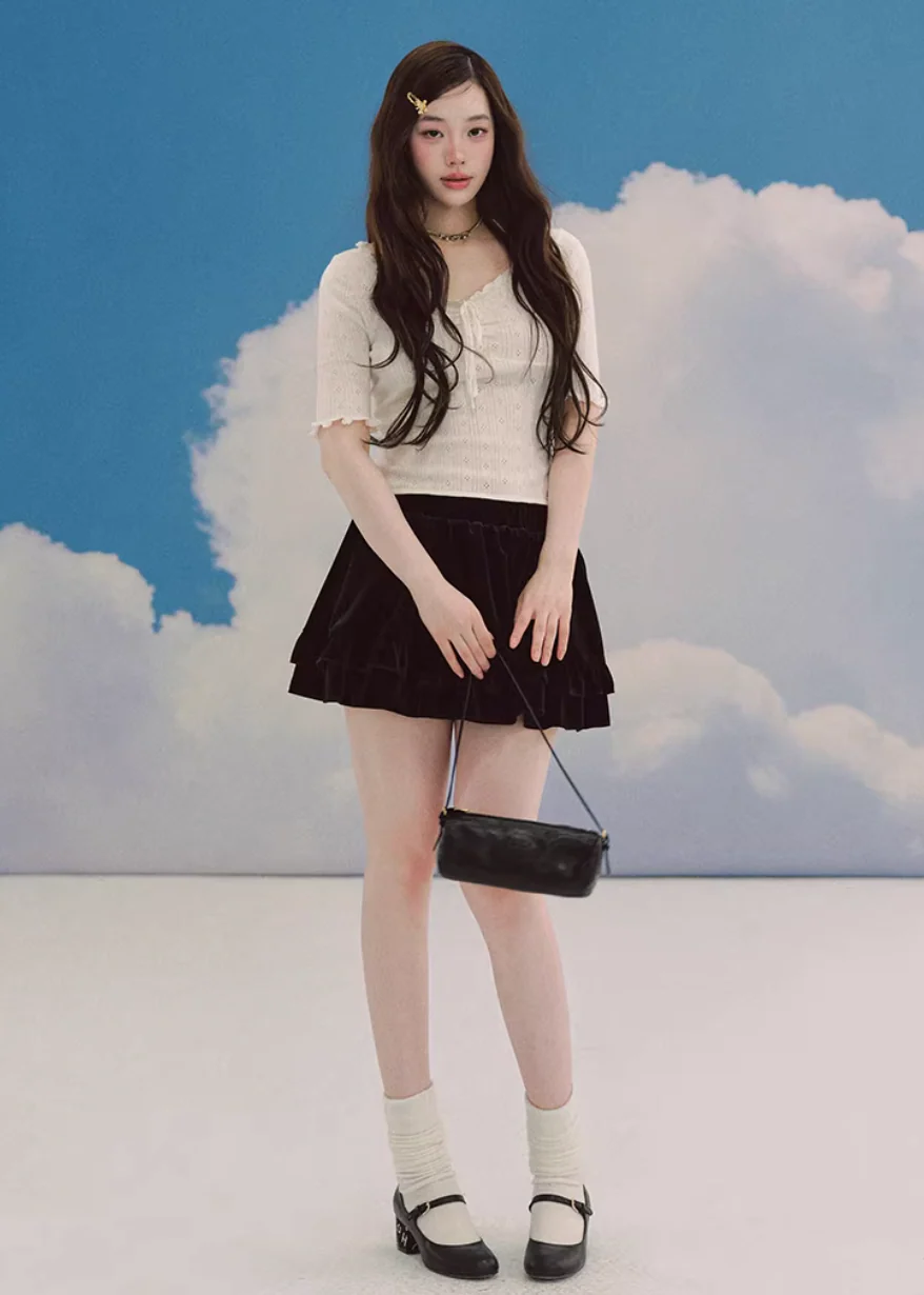 Noir Ballet Velvet Mini Skirt - Image 2