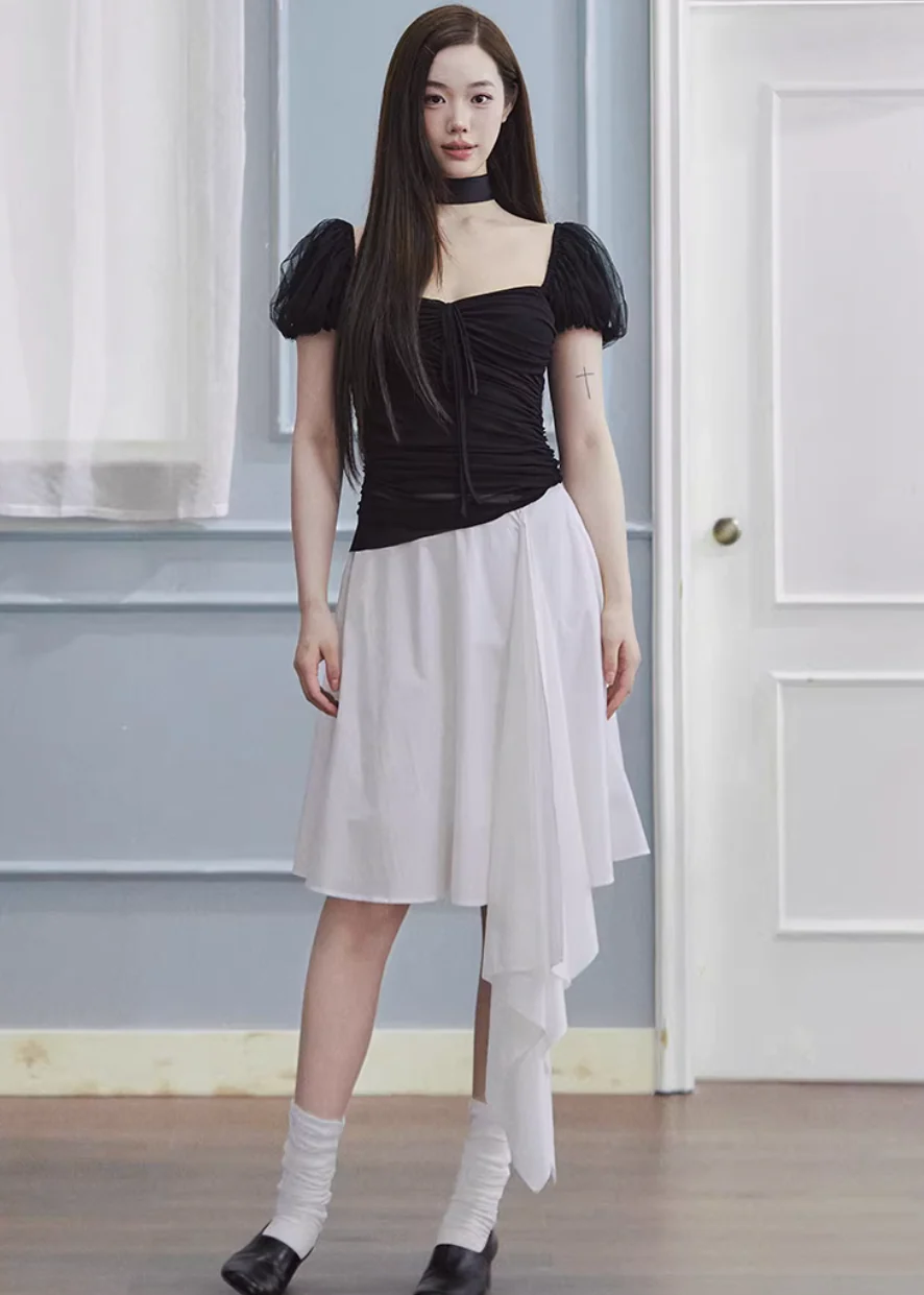 Noir Contrast Square Neck Dress - Image 4