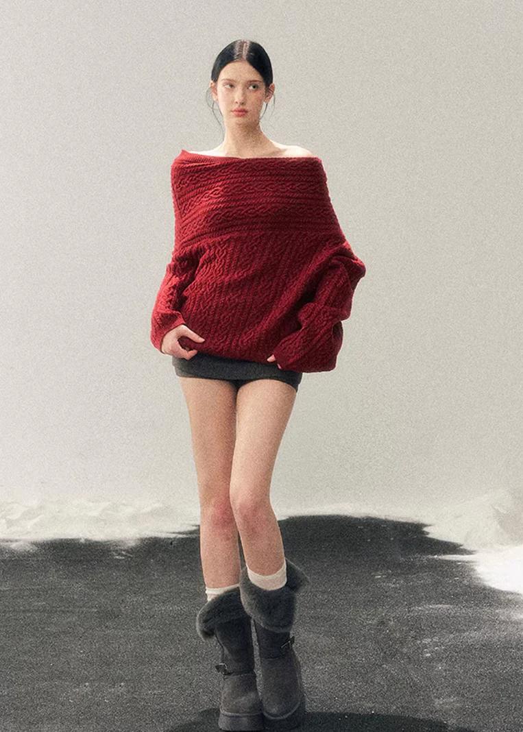 Nordic Warmth Off-Shoulder Knit - Image 10