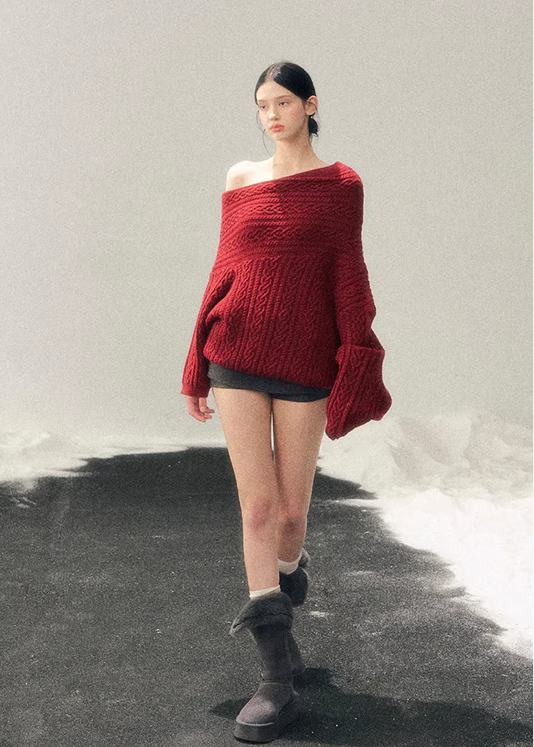 Nordic Warmth Off-Shoulder Knit - Image 2
