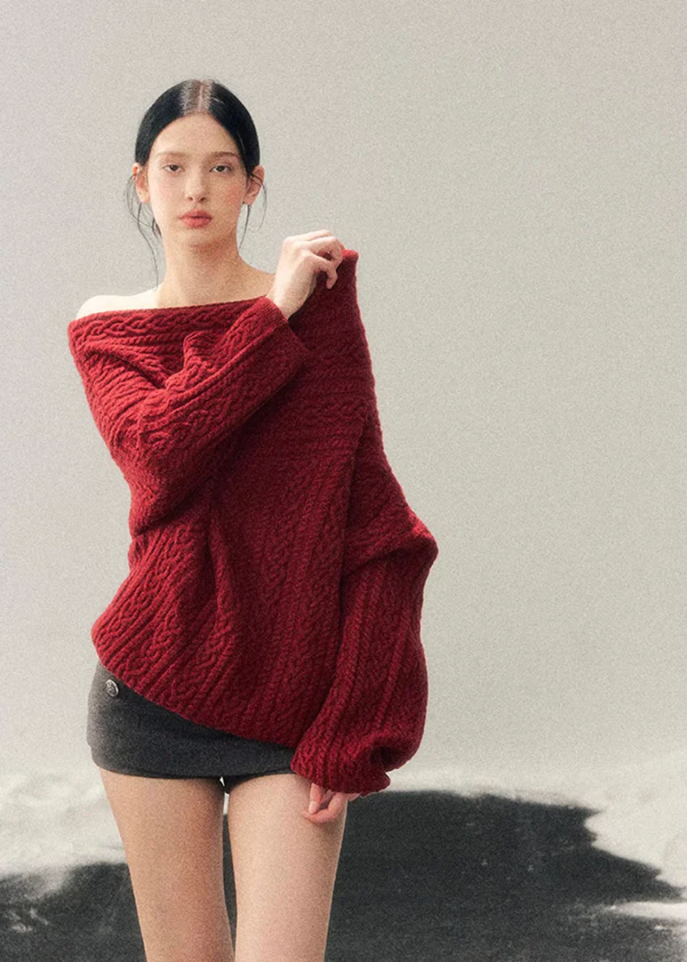Nordic Warmth Off-Shoulder Knit - Image 3